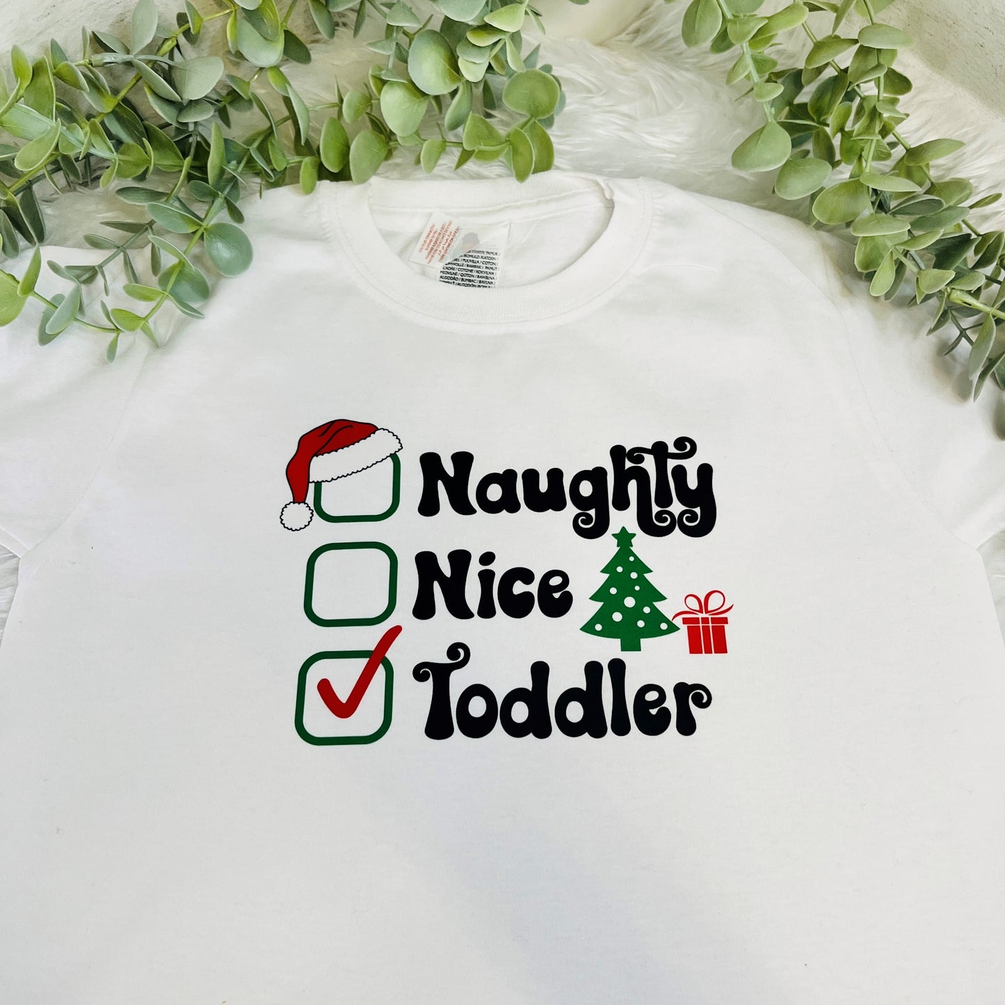 Naughty or Nice Toddler T-Shirt, Christmas T-Shirt for Kids, Toddler Christmas Top