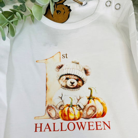 My First Halloween Sleepsuit, Pumpkin Babygrow, Halloween Outfit for Baby