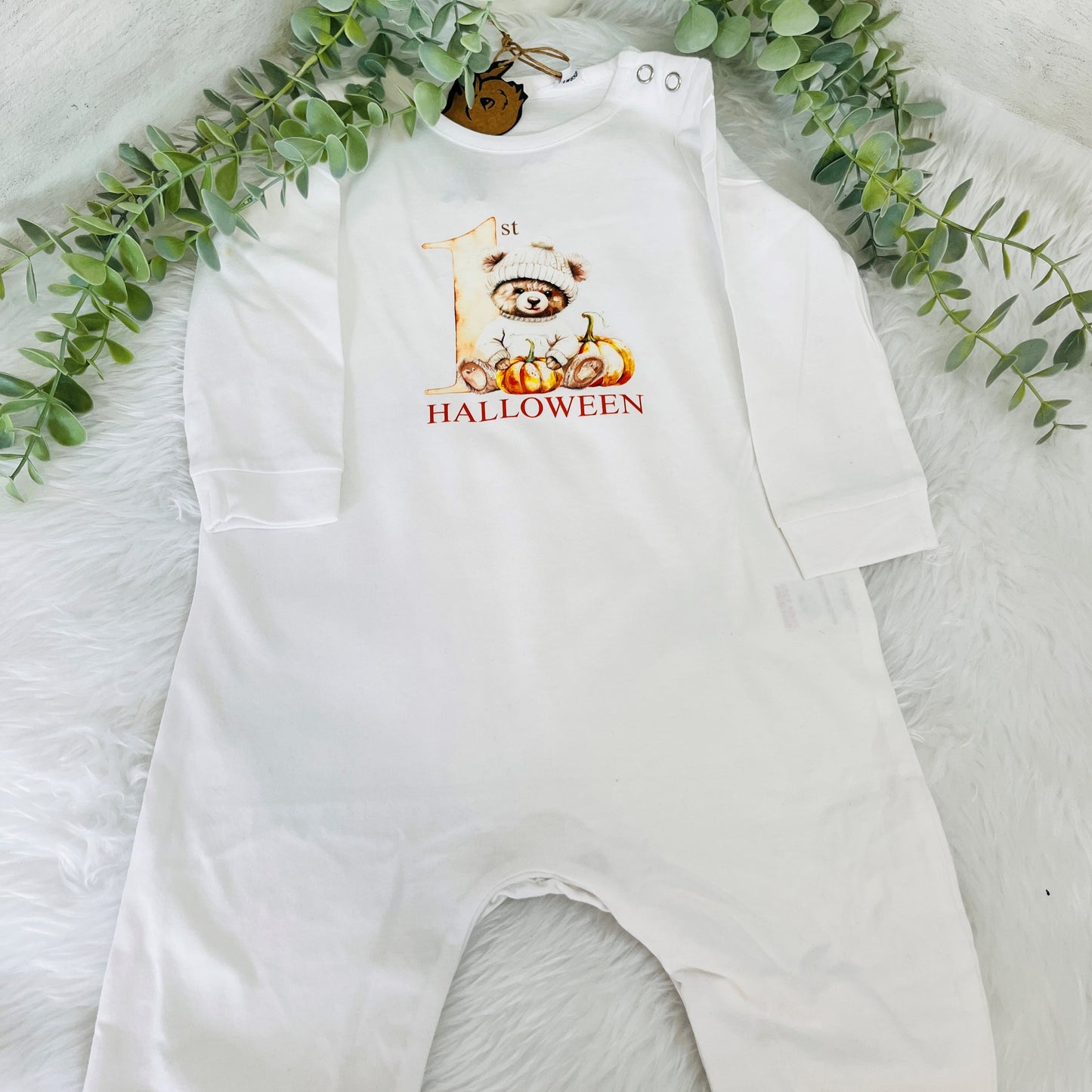 My First Halloween Sleepsuit, Pumpkin Babygrow, Halloween Outfit for Baby