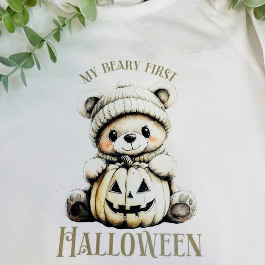 My First Halloween Sleepsuit, Pumpkin Babygrow, Halloween Outfit for Baby