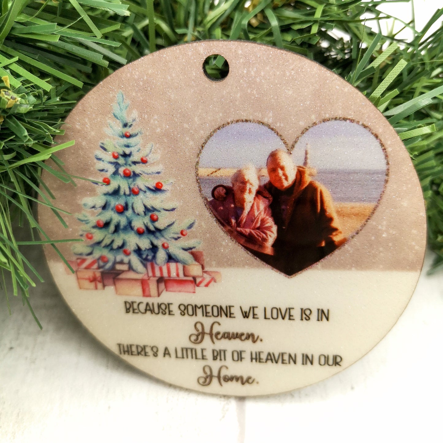 Personalised Christmas Glitter Ornament, Memorial Photo Gift, Christmas Baubles personalised