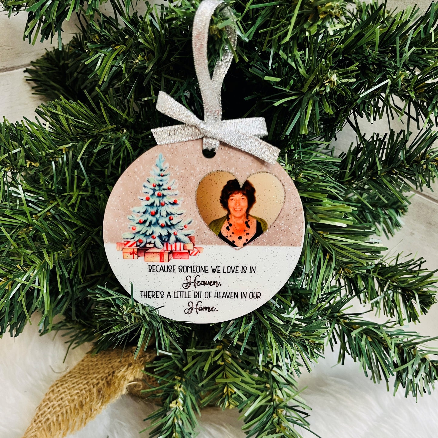 Personalised Christmas Glitter Ornament, Memorial Photo Gift, Christmas Baubles personalised