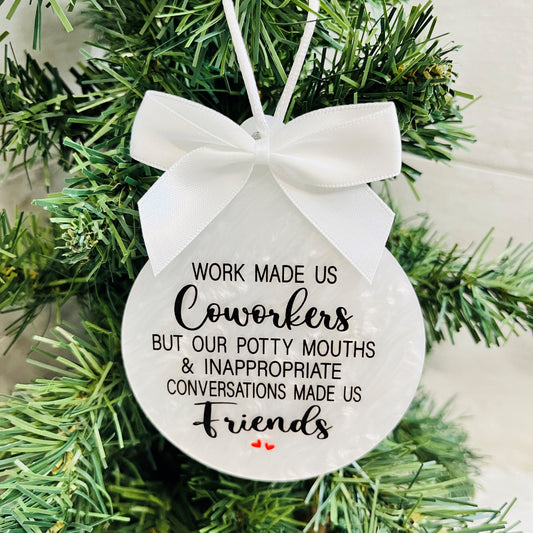 Christmas Bauble for work colleague, Acrylic Xmas Tree Decoration