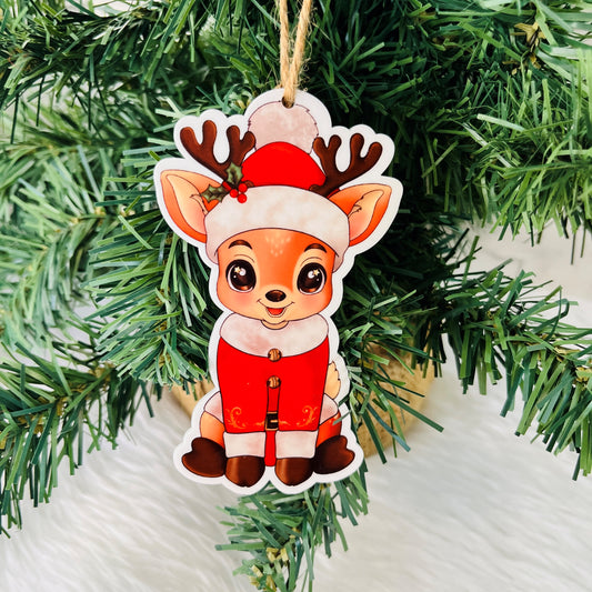 Acrylic reindeer Christmas tree ornament with glossy finish