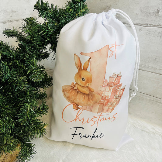 Personalised Santa sack, My first Christmas Santa sack, Christmas Eve bag, Drawstring Bag