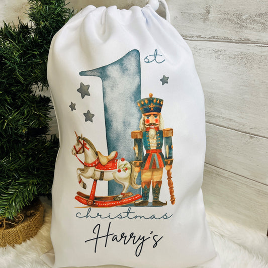 Personalised Santa sack, My first Christmas Santa sack, Christmas Eve bag, Drawstring Bag