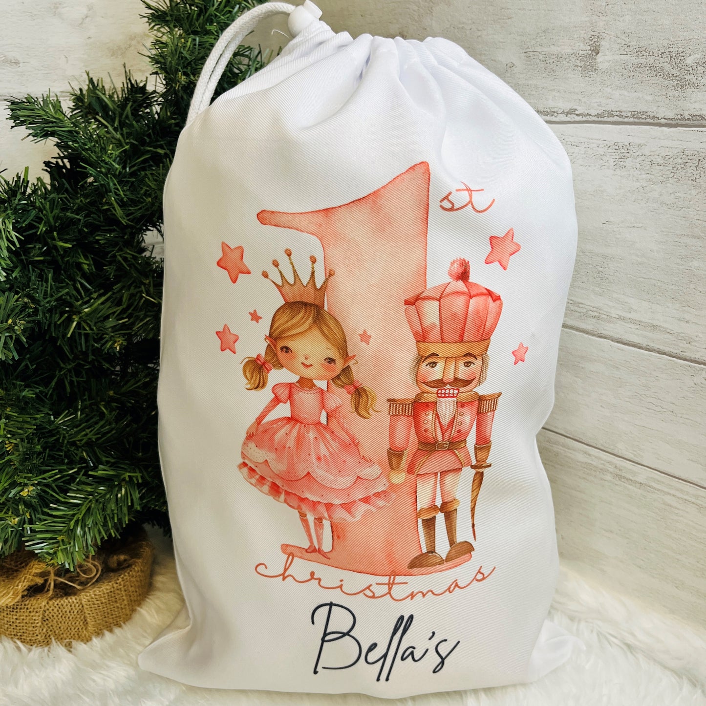 Personalised Santa sack, My first Christmas Santa sack, Christmas Eve bag, Drawstring Bag