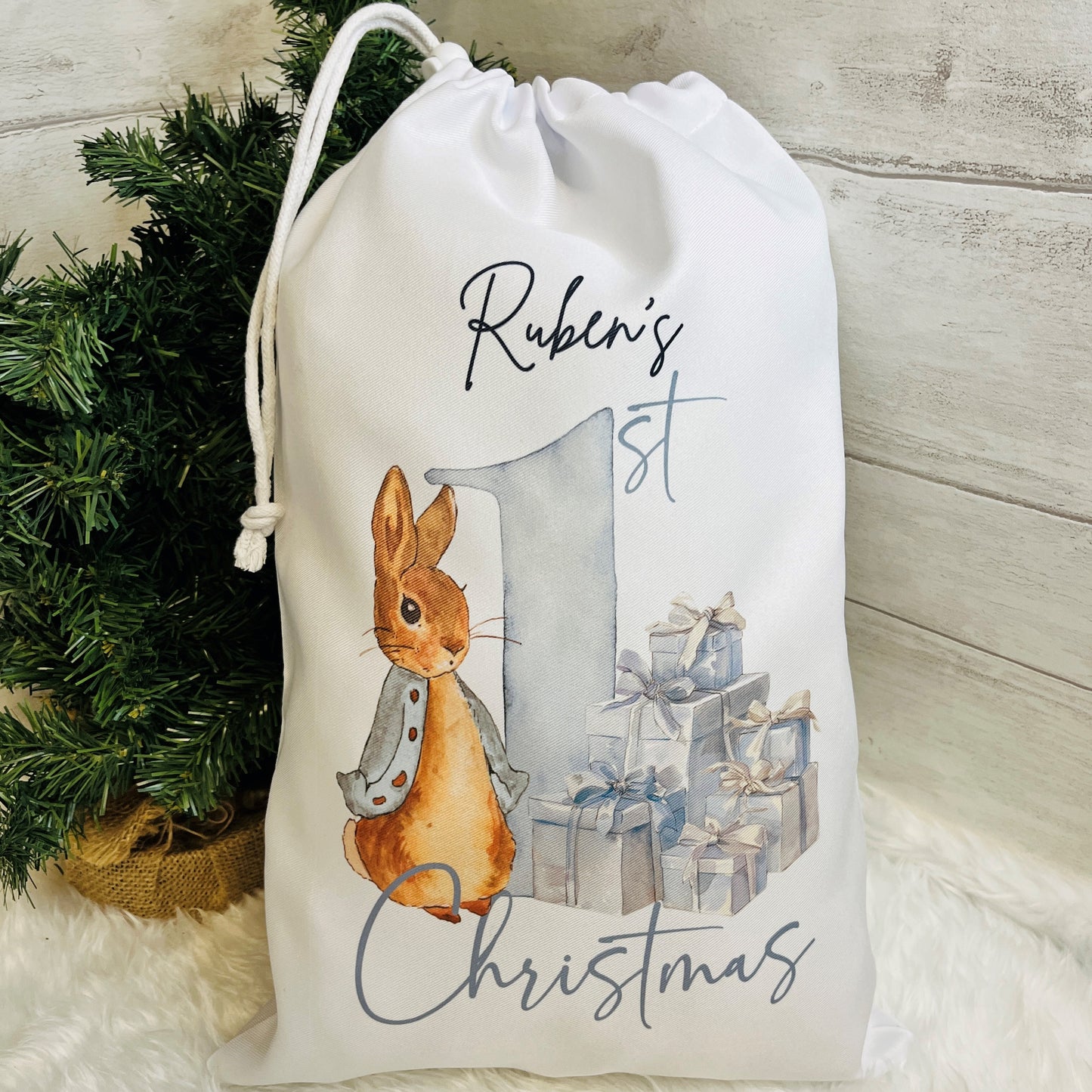 Personalised Santa sack, My first Christmas Santa sack, Christmas Eve bag, Drawstring Bag