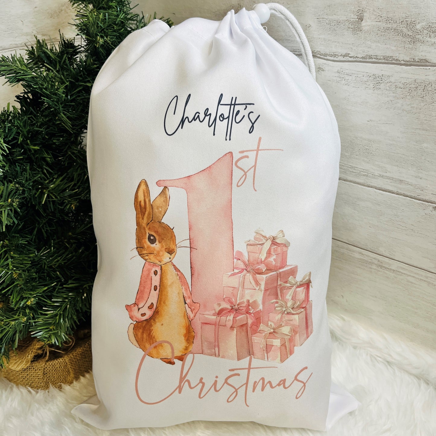 Personalised Santa sack, My first Christmas Santa sack, Christmas Eve bag, Drawstring Bag