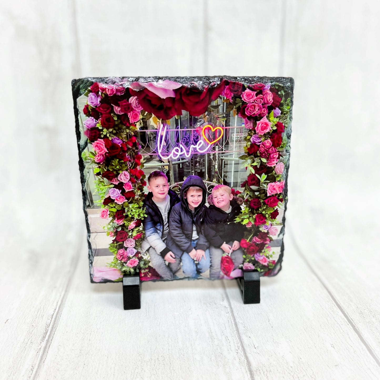 Personalised Photo Slate With Stand, Picture Rock Slate,  Housewarming Gift