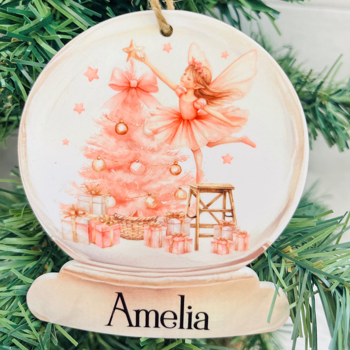 Acrylic Personalised Snowglobe Christmas Tree Ornament for Kids
