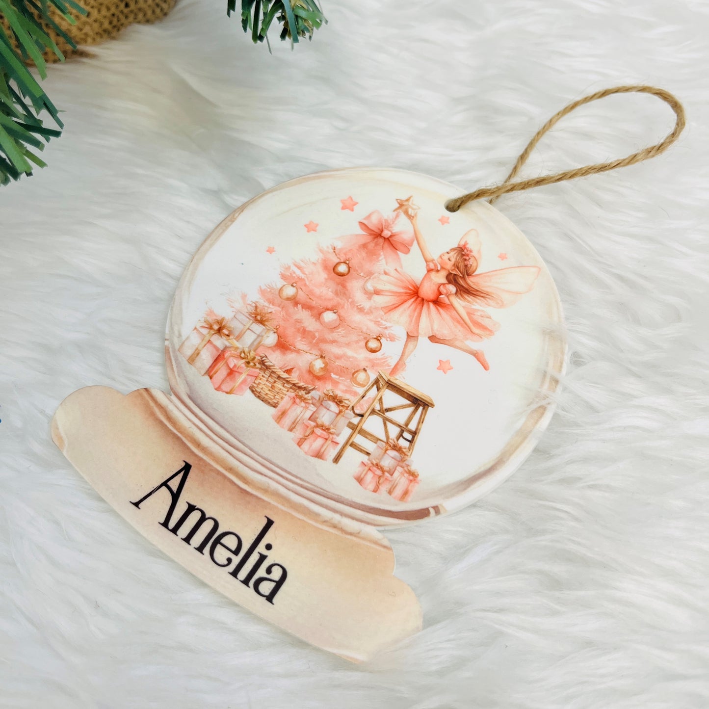 Acrylic Personalised Snowglobe Christmas Tree Ornament for Kids