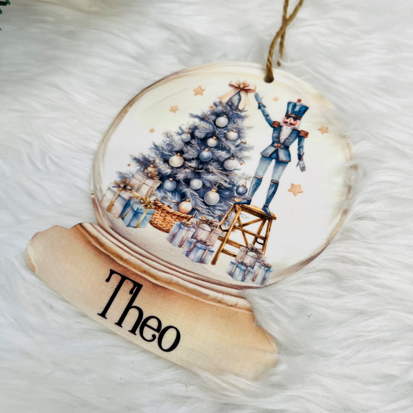 Acrylic Personalised Snowglobe Christmas Tree Ornament for Kids