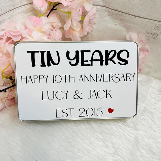 Ten Year Anniversary Gift, Tin Years Treat Tin
