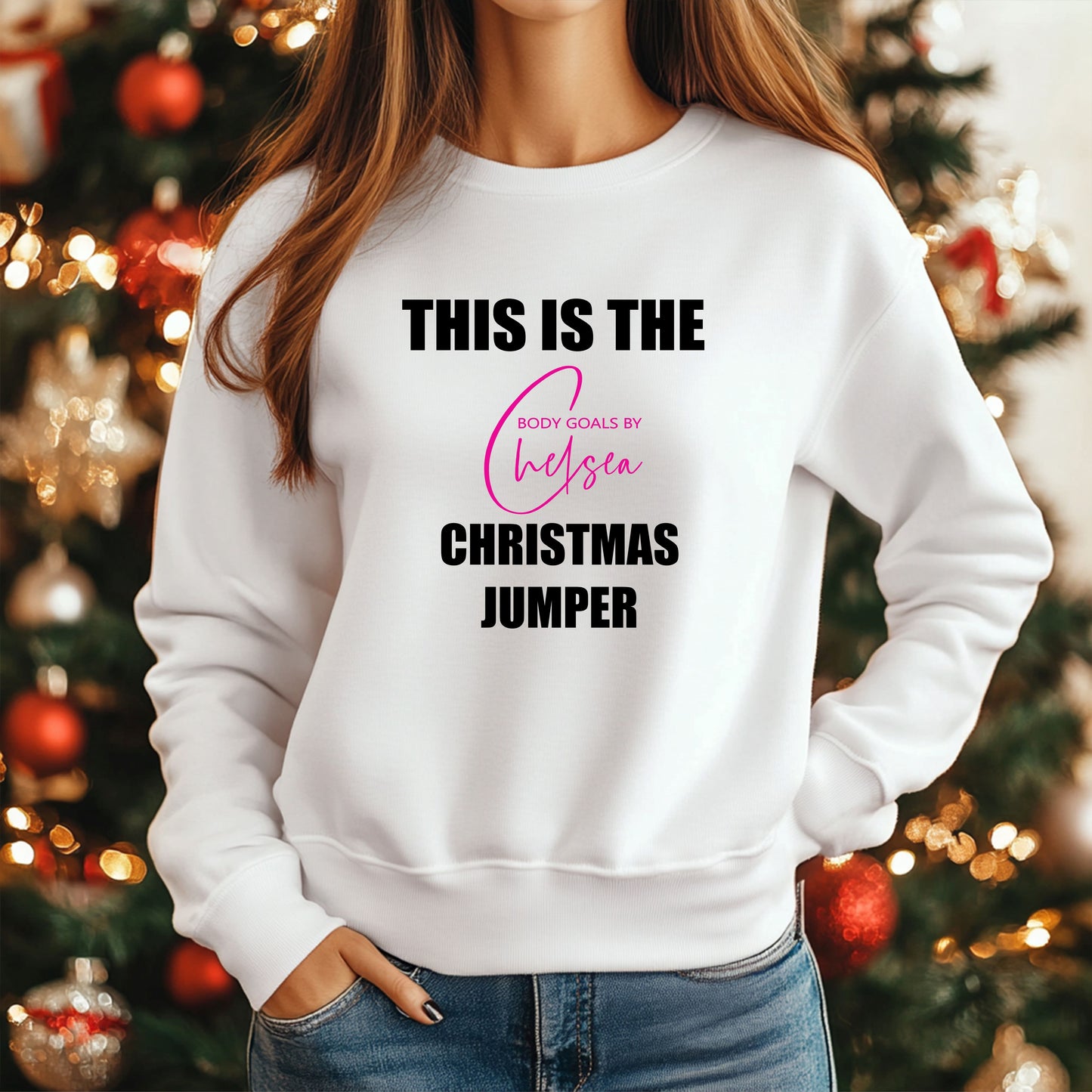 Branded Christmas jumper for staff with logo on chest