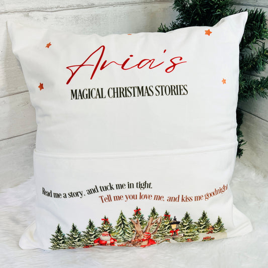 Personalised Christmas Pocket Story Book Cushion