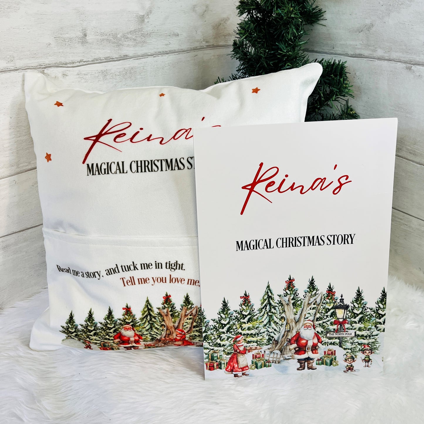 Personalised Christmas Pocket Story Book Cushion