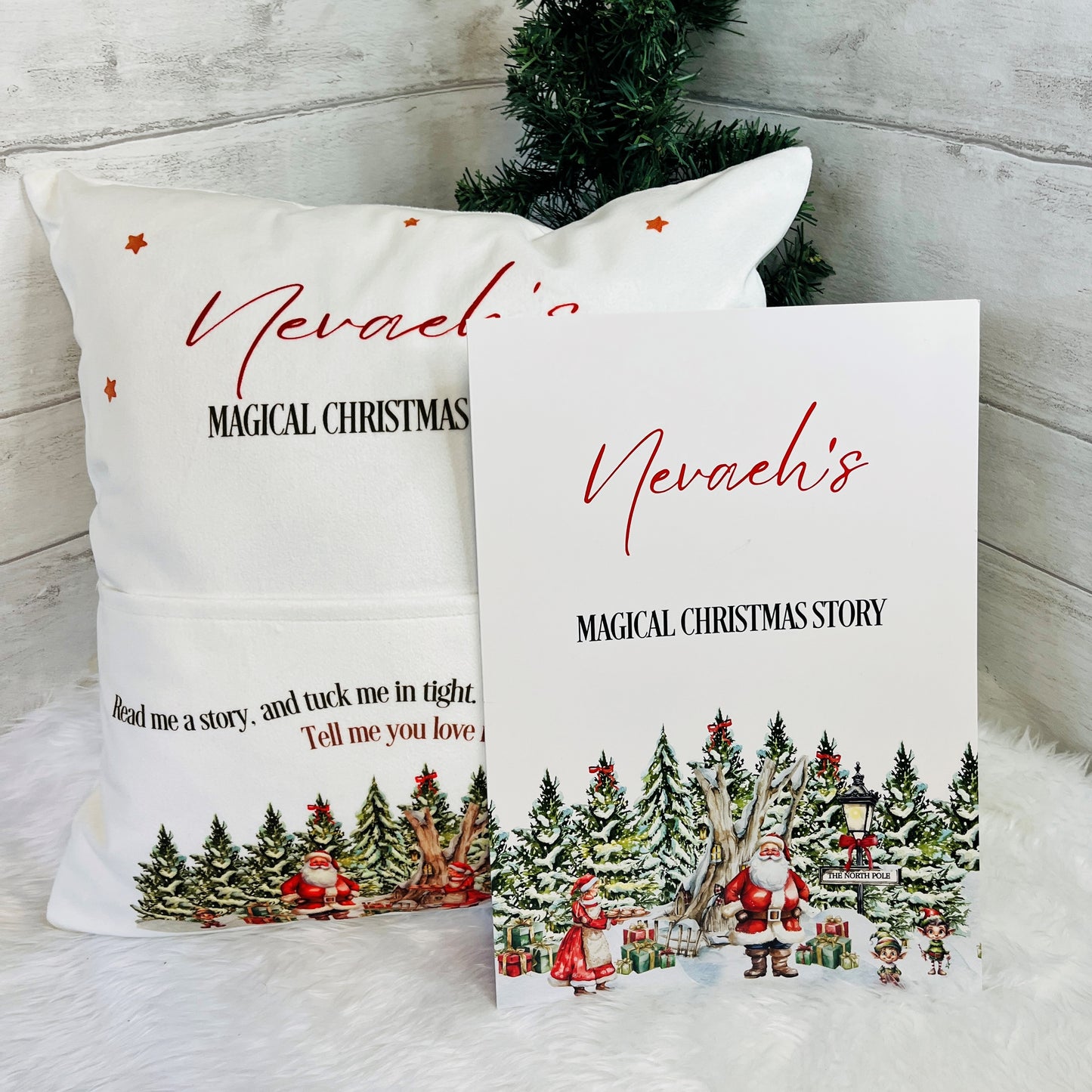 Personalised Christmas Pocket Story Book Cushion