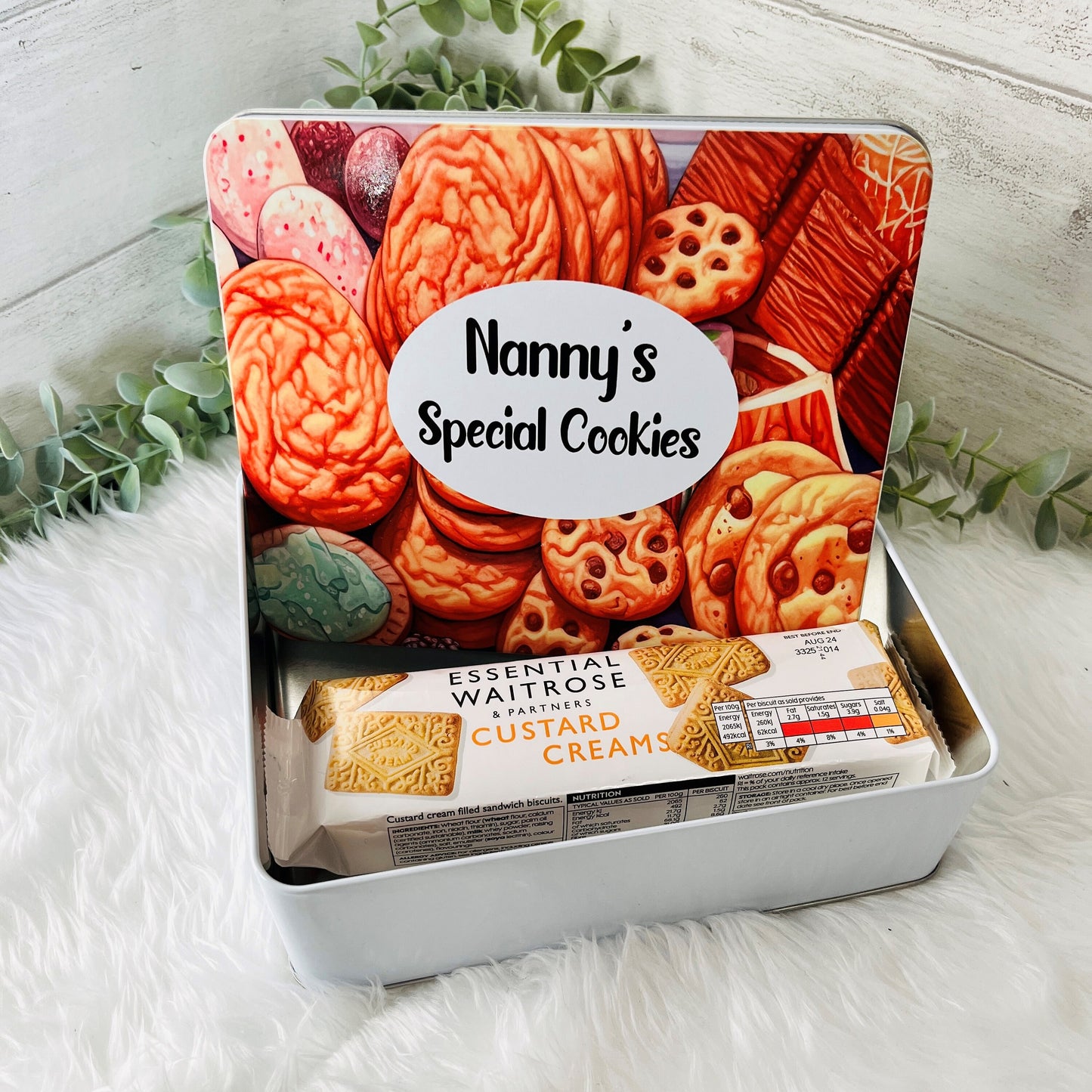 Personalised Biscuit Tin, Biscuits for Nanna, Cookie Tin for Mothers Day Gift
